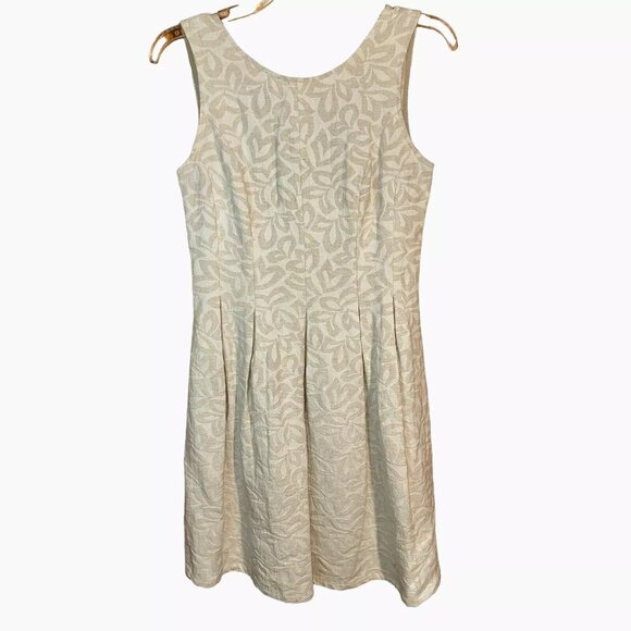 Mystic Los Angeles Cotton/Linen Sleeveless Box Pleat Texture Brocade Dress Sz S - Picture 1 of 7